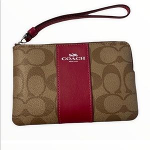Coach Pink Signature Canvas Wristlet